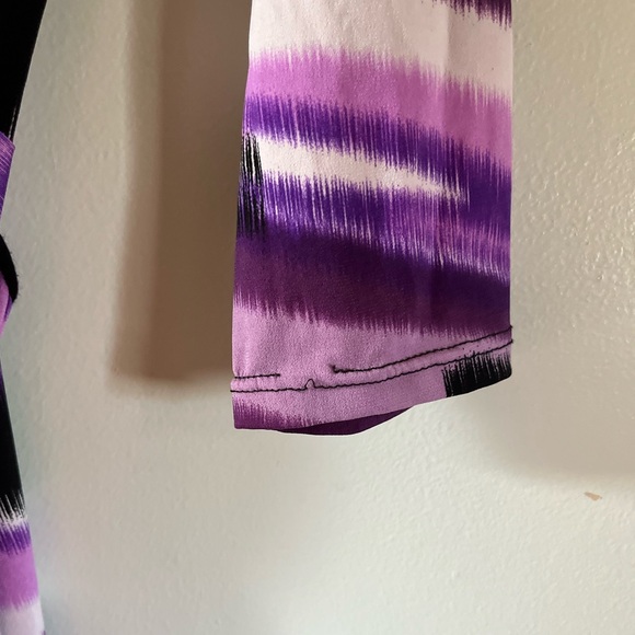 Got Style Maxi Wrap Dress Black & Purple Design Stretch Belted Maxi Long - Picture 7 of 7